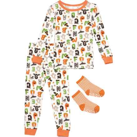 TRES BEAU ET BELLE Toddler Boys Halloween Alphabet Pajamas - 3-Piece, Long Sleeve in Multi