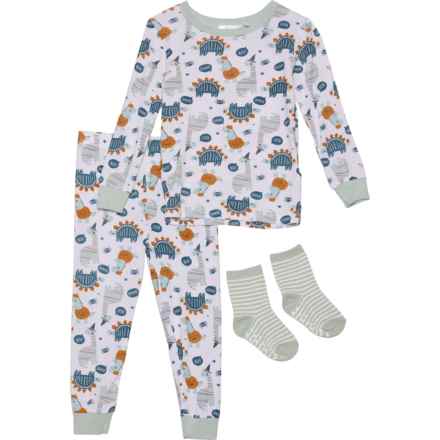 TRES BEAU ET BELLE Toddler Boys Halloween Dinosaurs Pajamas - 3-Piece, Long Sleeve in Multi