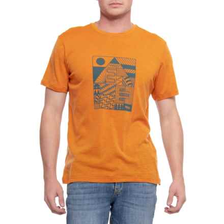 Trew Gear Lightweight Mountain Art T-Shirt - Merino Wool, Short Sleeve in Dungeness Orange