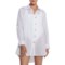 TRUE DESTINATIONS Cotton Voile Button-Front Solid Shirt - Long Sleeve in White