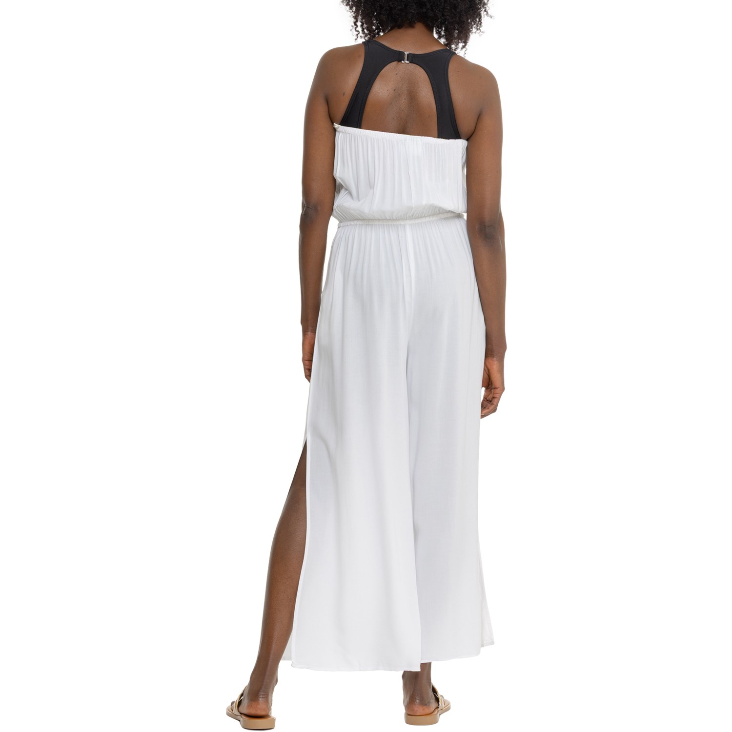 TRUE DESTINATIONS Solid Challis Cover-Up Jumpsuit - Save 85%