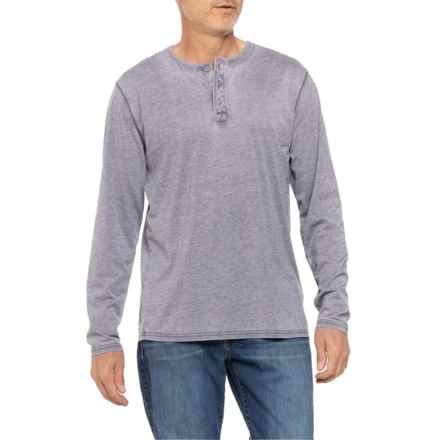 True Grit Bowery Burnout Henley Shirt - Long Sleeve in Vintage Navy