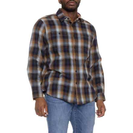 True Grit Fireside Cabin Checks Brushed Flannel Shirt - Long Sleeve in Blue