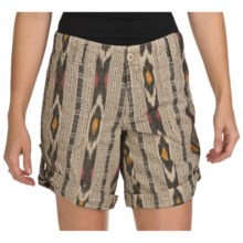 True Grit Ikat Shorts - Roll Bottom (For Women) in Vintage Khaki - Closeouts