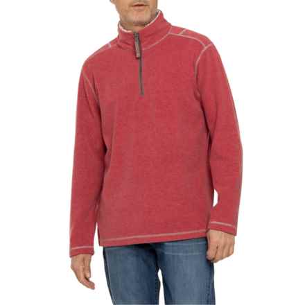 True Grit Melange Soft Fleece Pullover Shirt - Zip Neck, Long Sleeve in Spice