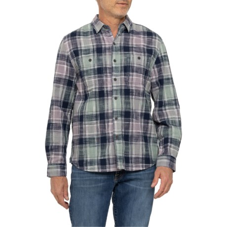 True Grit Sierra Slub Plaid Two-Pocket Shirt - Long Sleeve in Blue