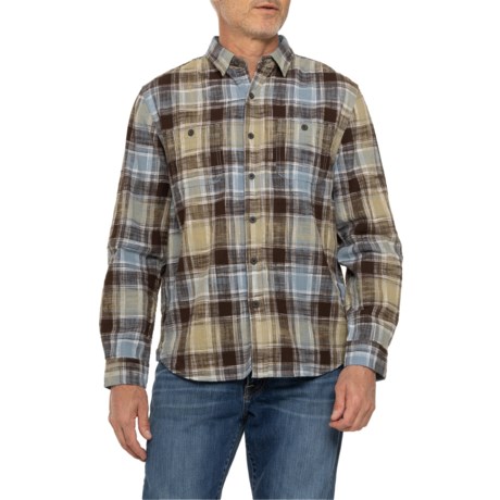 True Grit Sierra Slub Plaid Two-Pocket Shirt - Long Sleeve in Brown