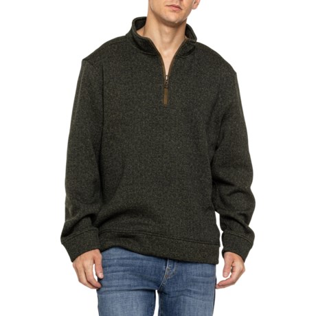 True Grit Stitched Pullover Sweater - Zip Neck in Olive