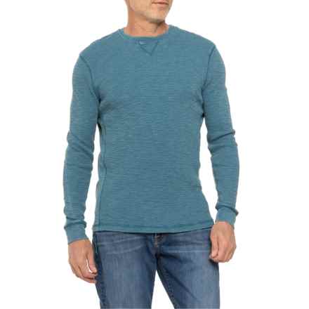 True Grit Waffle Thermal Henley Shirt - Long Sleeve in Ocean Sapphire