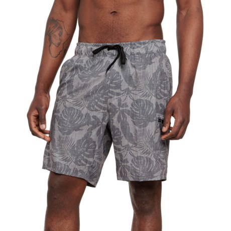 TRUNKS Subtle Print Pull-On Cargo Stretch Swim Shorts - 9” in Pewter