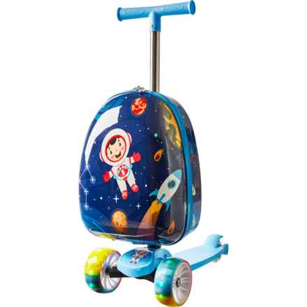 TUCCI Light-Up Wheel Scooter with Carry-On Suitcase - Hardside, Galaxy Kid (For Boys and Girls) in Multi