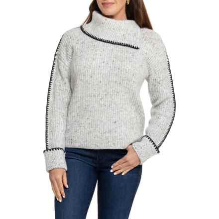 TWEEDS Envelope Cowl Neck Sweater in Grey Speckle