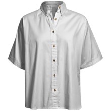 Twill Shirt - Short Sleeve (For Plus Size Women) in White - 2nds