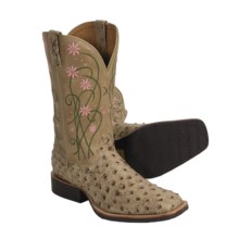 Twisted X Boots 11" Cattleman Boots - Full-Quill Ostrich, Wide Square Toe (For Women) in Oryx - Closeouts