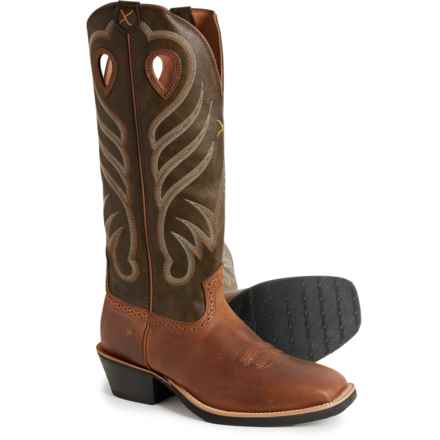 Twisted X Boots 16” Buckaroo Cowboy Boots - Leather (For Men) in Buff Tan/Burnt Olive