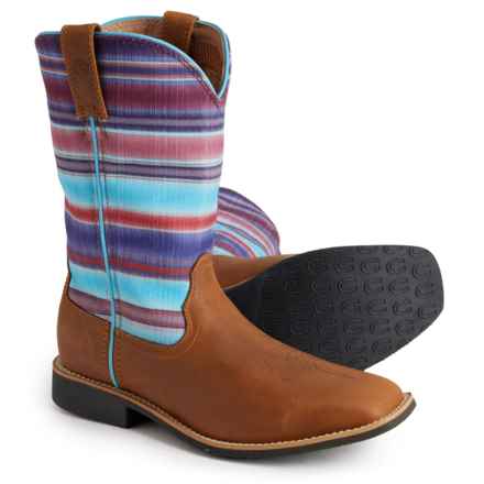 Twisted X Boots Boys Hooey Cowboy Boots - Leather in Distressed Saddle/Blue Multi