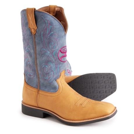 Twisted X Boots Hooey Cowboy Boots - 12”, Leather, Square Toe (For Men) in Peanut/Teal