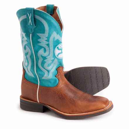 Twisted X Boots Hooey Square Toe Cowboy Boots - Leather, 12” (For Men) in Gingerbread/Turquoise