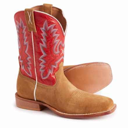 Twisted X Boots Tech X Cowboy Boots - 11”, Leather, Square Toe (For Men) in Roughout Tan/Cherry