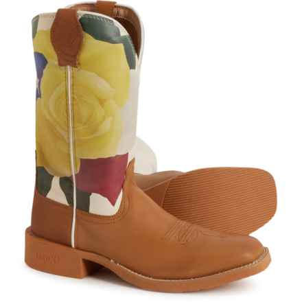 Twisted X Boots Tech X Cowboy Boots - 11”, Square Toe, Leather (For Women) in Indian Tan/ Yellow Rose
