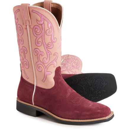 Twisted X Boots Top Hand Cowboy Boots - 11”, Square Toe, Leather (For Women) in Berry Roughout/Baby Pink