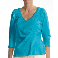 Two Star Dog Flora Shirt - Stretch Cotton Jersey, 3/4 Sleeve  (For Women) in Pool - Closeouts