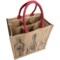 6621G_2 Two's Company Two’s Company Wine Bottle Tote Bag - Printed Jute