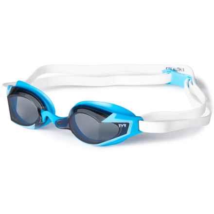 TYR Stealth-X Racing Swim Goggles (For Men) in Smoke/Blue