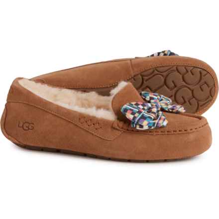 UGG® Australia Ansley Checker Bow Slippers (For Women) in Chestnut