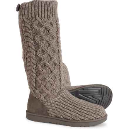 UGG® Australia Big and Little Boys and Girls Classic Cardi Cabled-Knit Boots in Grey