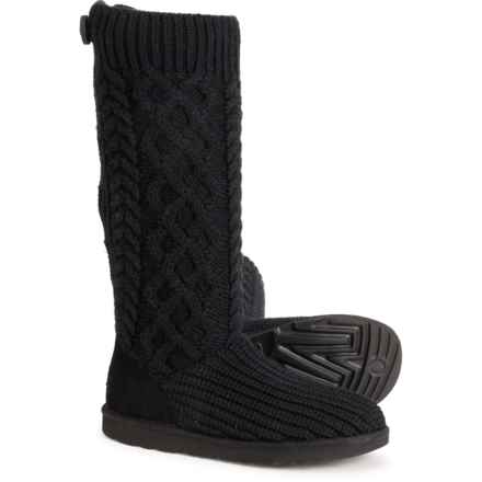 UGG® Australia Boys and Girls Classic Cardi Cabled-Knit Boots in Black