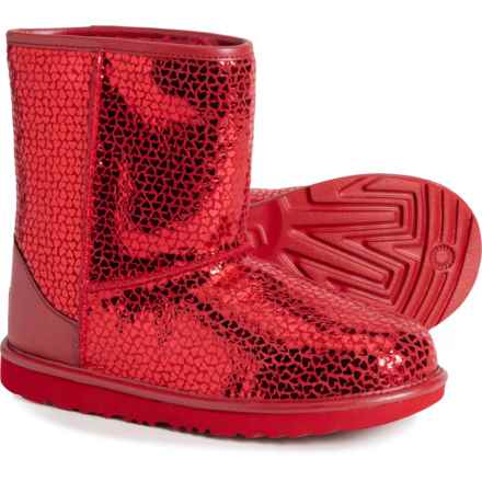 UGG® Australia Boys and Girls Classic II Gel Hearts Boots - Leather in Red