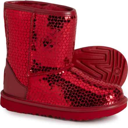 UGG® Australia Boys and Girls Classic II Gel Hearts Boots - Leather in Red