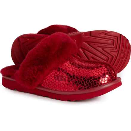 UGG® Australia Boys and Girls Cozy II Gel Hearts Slippers - Leather in Red