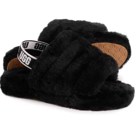 UGG® Australia Boys and Girls Fluff Yeah Slide Slippers - Sheepskin in Black