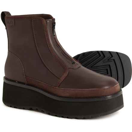 UGG® Australia CityFunc Zip Platform Boots - Leather (For Women) in Burnt Cedar