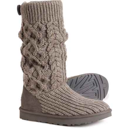 UGG® Australia Classic Cardi Cable-Knit Tall Boots (For Women) in Grey