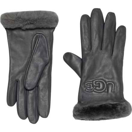 UGG® Australia Classic Logo Gloves - Leather, Touchscreen Compatible in Metal