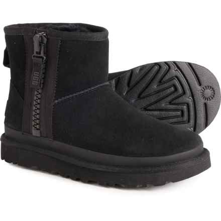 UGG® Australia Classic Mini Zipper Tape Logo Boots - Suede (For Women) in Black