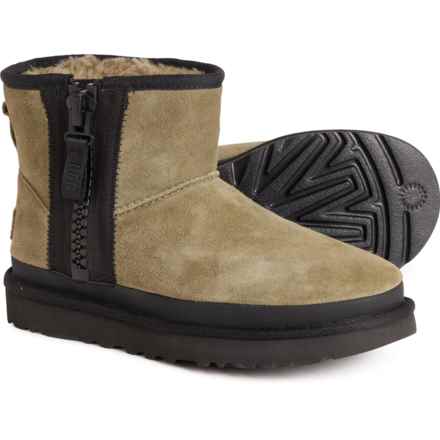 UGG® Australia Classic Mini Zipper Tape Logo Boots - Suede (For Women) in Burnt Olive