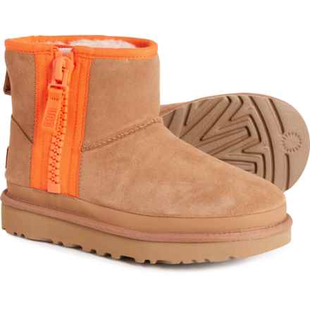 UGG® Australia Classic Mini Zipper Tape Logo Boots - Suede (For Women) in Chestnut