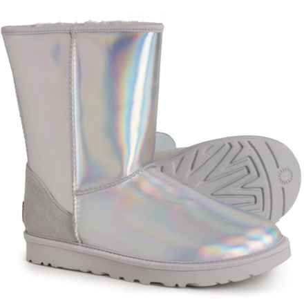 UGG® Australia Classic Short Iridescent Boots - Leather (For Women) in Glacier Grey