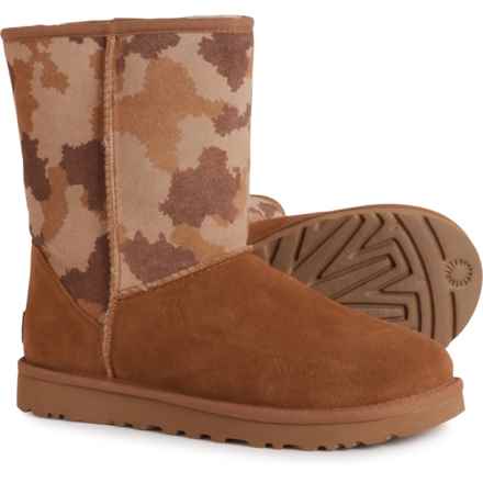 UGG® Australia Classic Short Jagged Camo Boots - Suede (For Women) in Chestnut