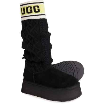 UGG® Australia Classic Sweater Letter Tall Boots - Leather (For Women) in Black