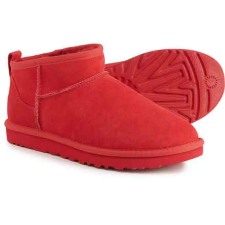 UGG® Australia Classic Ultra Mini Boots - Leather (For Women) in Samba Red Tnl