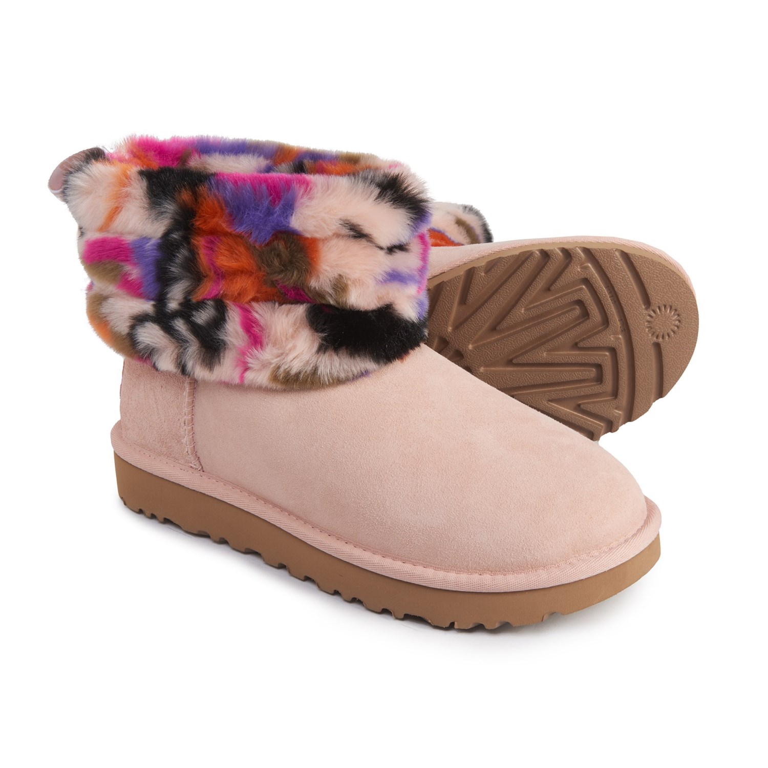 ugg fluff mini quilted logo boots women's