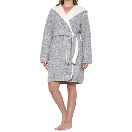 Tahari Hooded Cotton Cashmere Cable-Knit Robe - Long Sleeve - Save 50%