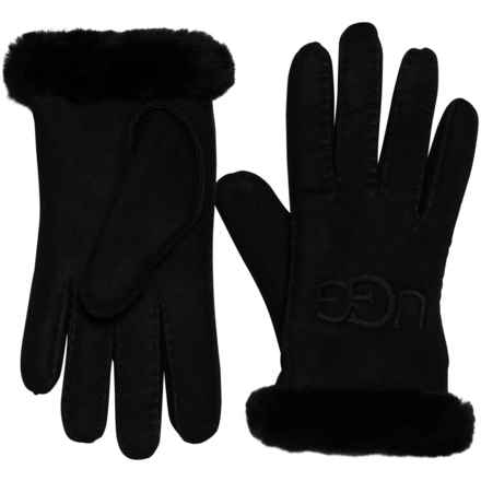 UGG® Australia Sheepskin Embroidered Gloves (For Women) in Black