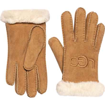 UGG® Australia Sheepskin Embroidered Gloves (For Women) in Chestnut