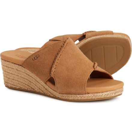 UGG Taia Wedge Slide Sandals - Suede (For Women) in Chestnut